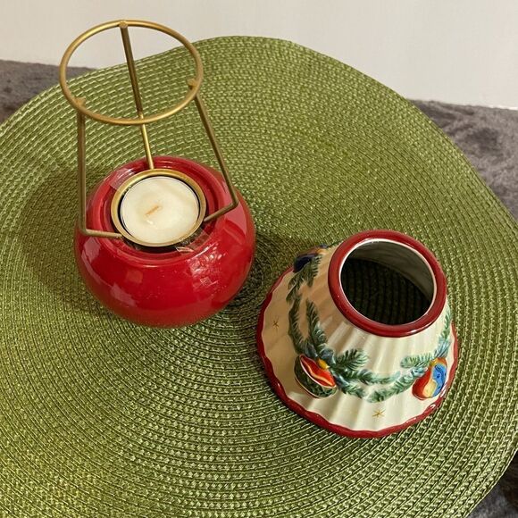 Pfaltzgraff Holiday Garland Tea Light Lamp NWT - Picture 9 of 11